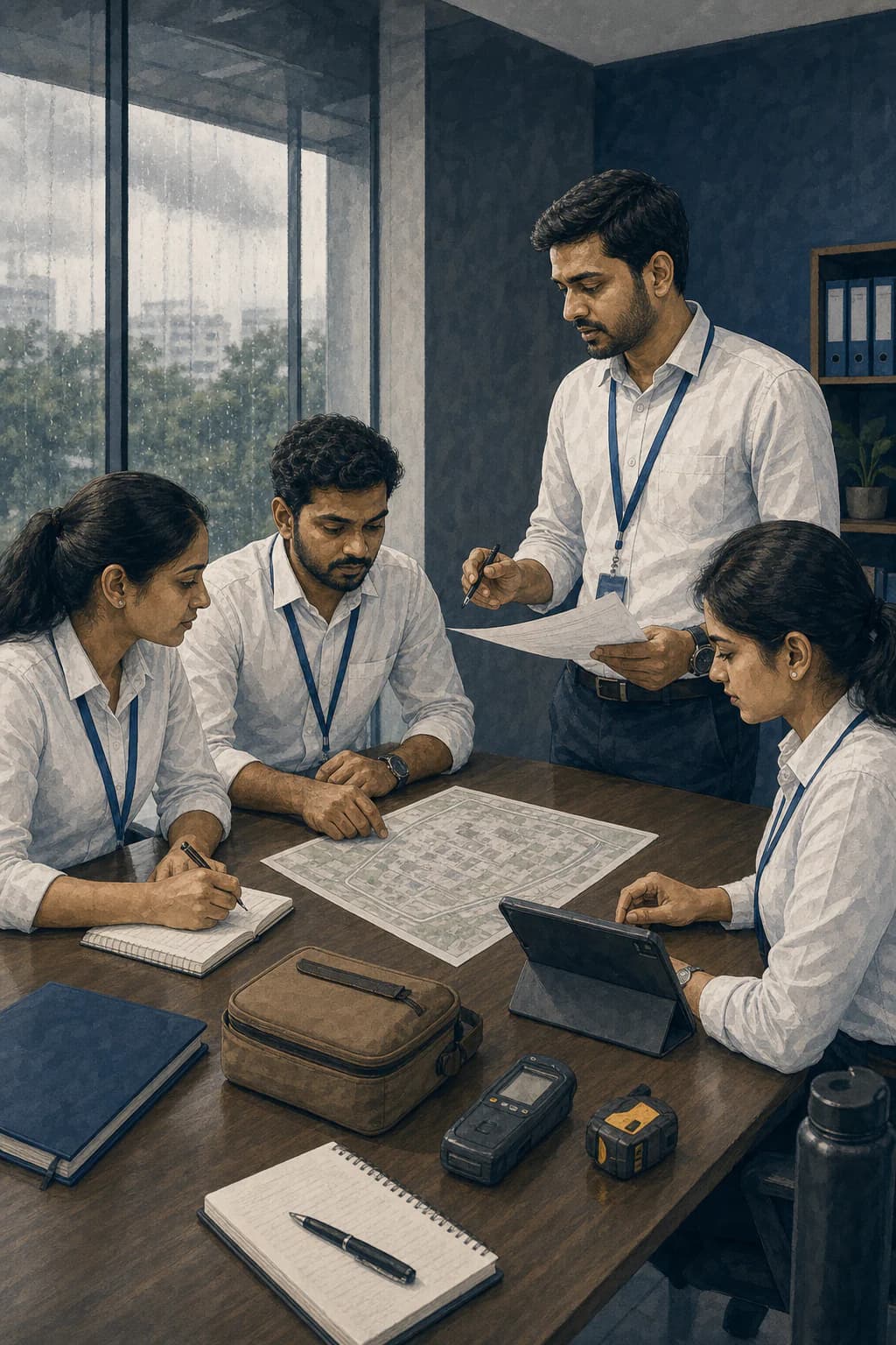 An audit team reviewing fieldwork requirements before an engagement